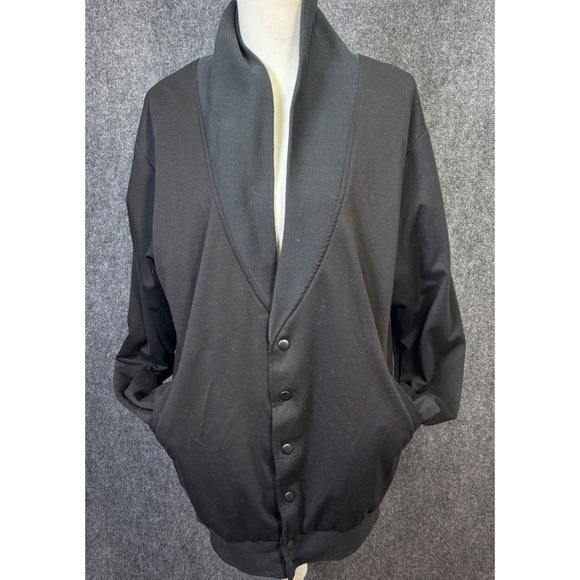B:Scott Mens Black Shawl Collar Snap Bomber Jacket Cardigan Medium Made in USA